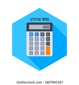 Calculadora y vector de icono de número digital aislado. Ilustración vectorial de estilo plano.