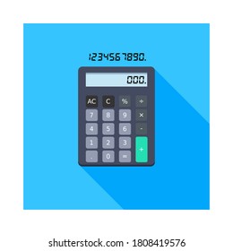 Calculadora y vector de icono de número digital aislado. Ilustración vectorial de estilo plano.