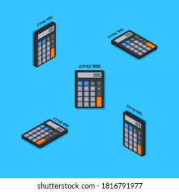 Calculator and Digital number Isometric & Flat icon vector. Flat style vector illustration.