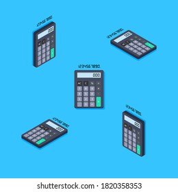 Calculator and Digital number Isometric & Flat icon vector. Flat style vector illustration.