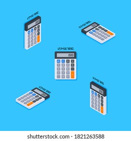 Calculadora y número digital vector de icono Isometric & Flat. Ilustración vectorial de estilo plano.