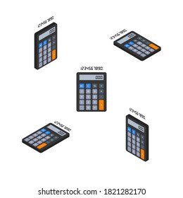 Rechner und Digitale Nummer Isometric & Flat White Hintergrund Symbol Vektorgrafik. Flache Vektorgrafik.