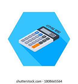 Calculator and Digital number left view icon vector isometric. Flat style vector illustration.