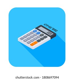 Calculator and Digital number left view icon vector isometric. Flat style vector illustration.