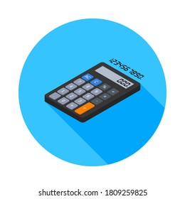 Calculator and Digital number left view icon vector isometric. Flat style vector illustration.