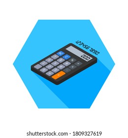 Calculator and Digital number left view icon vector isometric. Flat style vector illustration.