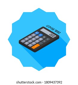 Calculator and Digital number left view icon vector isometric. Flat style vector illustration.