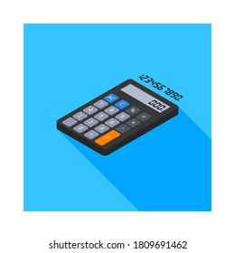 Calculator and Digital number left view icon vector isometric. Flat style vector illustration.