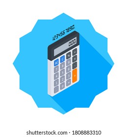 Calculator and Digital number right view icon vector isometric. Flat style vector illustration.