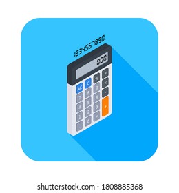 Calculator and Digital number right view icon vector isometric. Flat style vector illustration.