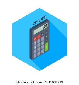 Calculator and Digital number right view icon vector isometric. Flat style vector illustration.