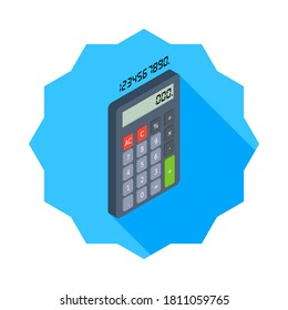 Calculator and Digital number right view icon vector isometric. Flat style vector illustration.