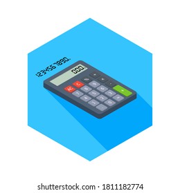 Calculator and Digital number right view icon vector isometric. Flat style vector illustration.