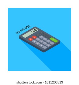 Calculator and Digital number right view icon vector isometric. Flat style vector illustration.