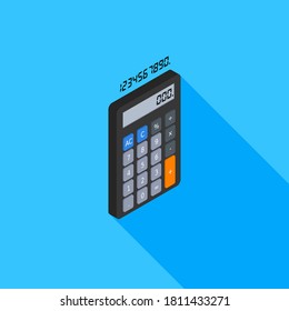 Calculator and Digital number right view icon vector isometric. Flat style vector illustration.