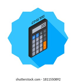 Calculator and Digital number right view icon vector isometric. Flat style vector illustration.