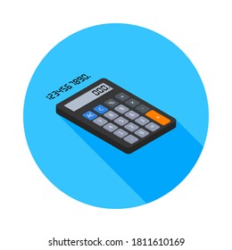 Calculator and Digital number right view icon vector isometric. Flat style vector illustration.
