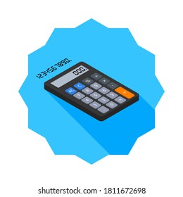 Calculator and Digital number right view icon vector isometric. Flat style vector illustration.
