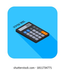 Calculator and Digital number right view icon vector isometric. Flat style vector illustration.