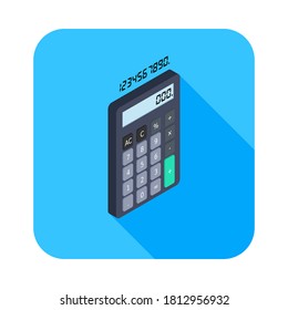 Calculator and Digital number right view icon vector isometric. Flat style vector illustration.