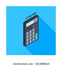 Calculator and Digital number right view icon vector isometric. Flat style vector illustration.