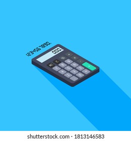 Calculator and Digital number right view icon vector isometric. Flat style vector illustration.