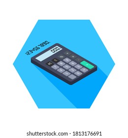 Calculator and Digital number right view icon vector isometric. Flat style vector illustration.