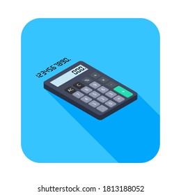 Calculator and Digital number right view icon vector isometric. Flat style vector illustration.