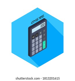 Calculator and Digital number right view icon vector isometric. Flat style vector illustration.