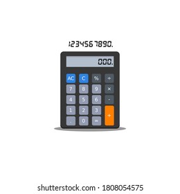 Calculator and Digital number Shadow icon vector isolated. Flat style vector illustration.