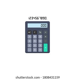 Calculadora y número digital Icono de fondo blanco aislado. Ilustración vectorial de estilo plano.