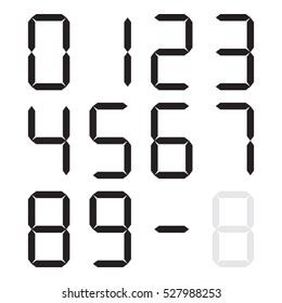 Calculator digital numbers, black isolated on white background, vector illustration.