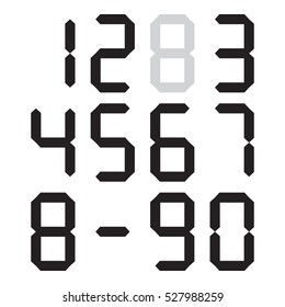 Calculator digital numbers, black isolated on white background, vector illustration.