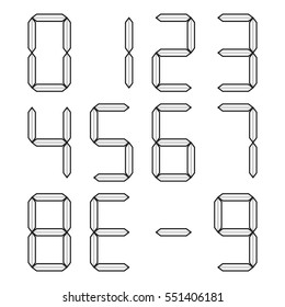 Calculator digital numbers, black isolated on white background, vector illustration.