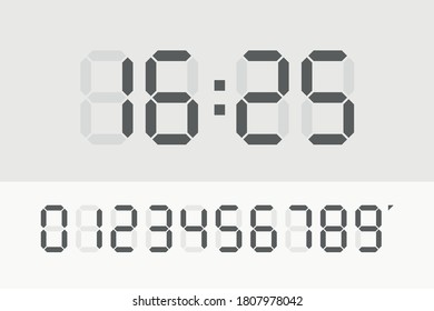 Calculator digital numbers. Digital clock numbers set. Vector illustration