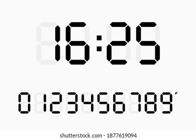 Calculator digital numbers. Digital clock numbers set. Vector illustration