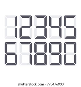 Calculator digital numbers set. Electronic figures isolated on white background. Black Numbers template. Vector illustration EPS 10.