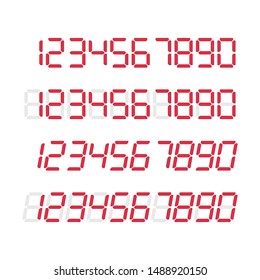 Calculator digital numbers set. Modern electronic figures isolated on black background. Bright Numbers template. Vector illustration EPS 10.