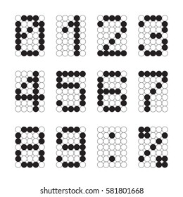 Calculator digital numbers, terminal table led font, black with grid isolated on white background, vector illustration.