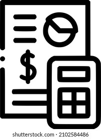 calculator and document, accounting icon, part of financial icon set