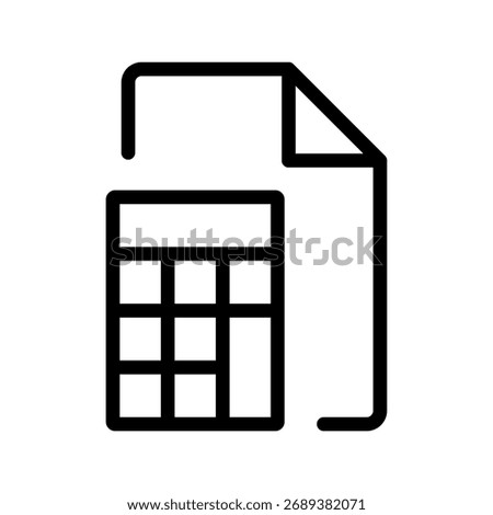 Calculator with Document Icon Billing, Accounting and Budget Outline Vector