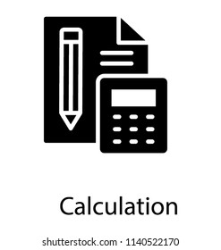 A calculator with the document and pencil depicting calculation 