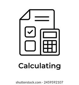 Calculator with document showing concept icon of calculating