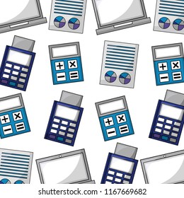 calculator with documents and voucher