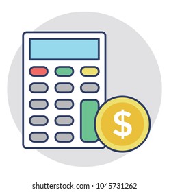 A calculator with dollar coin concept of budgeting 