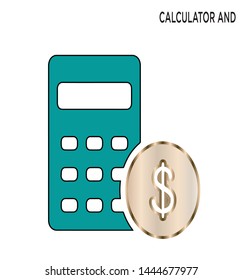 Calculator with dollar icon education concept symbol design Expand to any size, Change to any color