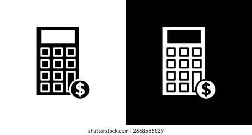 Calculator and dollar icon, vector flat icon. Flat illustration.