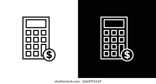 Taschenrechner und Dollar Symbol Vektorgrafik - hohe Qualität schwarzen Stil Vektorsymbole