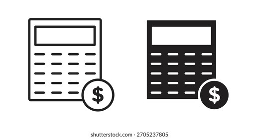 Calculadora e ícono del dólar para el Diseño web, App móviles