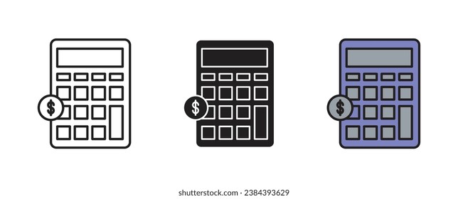 Calculator and dollar thin line vector icon.eps illustration